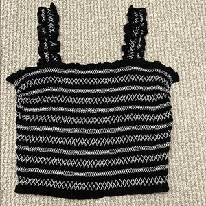 Black and White Smocked Women's Top, Size Small